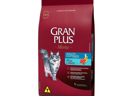 Imagem do produto Ração Seca Granplus Atum e Arroz em Pacotes Individuais para Gatos Castrados, tipo Ração Seca, marca Granplus.