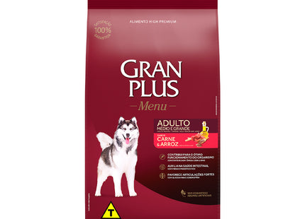 Imagem do produto Ração Seca Granplus Carne e Arroz para Cachorros Adultos, tipo Ração Seca, marca Granplus.