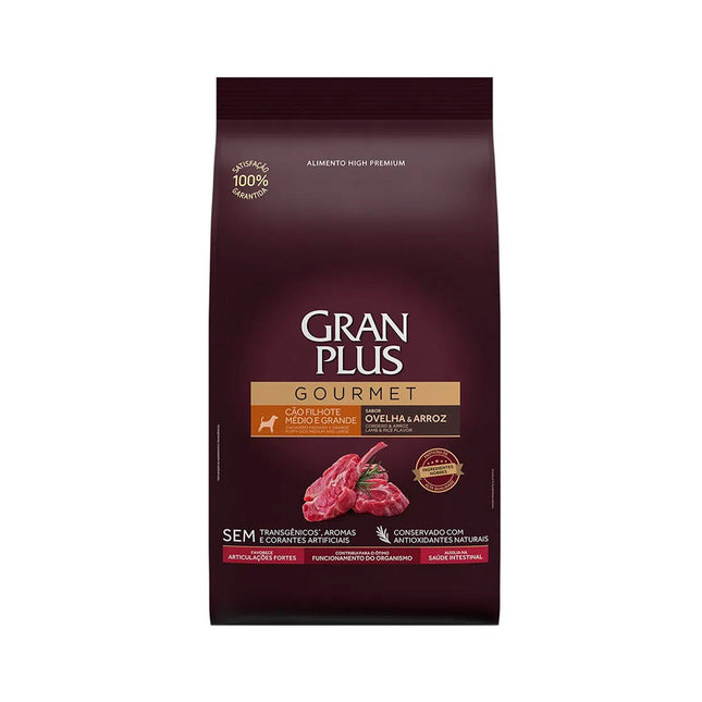 Imagem do produto Ração Seca Granplus Gourmet Ovelha e Arroz para Cachorros Filhotes de Porte Médio e Grande, tipo Ração Seca, marca Granplus.