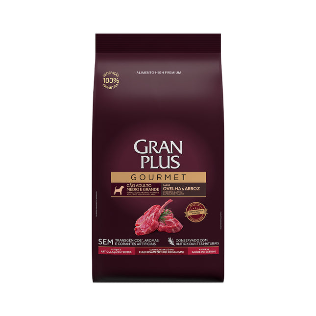 Imagem do produto Ração Seca Granplus Gourmet Ovelha para Cachorros Adultos de Porte Médio e Grande, tipo Ração Seca, marca Granplus.