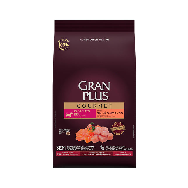 Imagem do produto Ração Seca Granplus Gourmet Salmão e Frango para Cachorros Adultos de Porte Pequeno, tipo Ração Seca, marca Granplus.