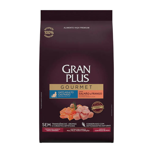 Imagem do produto Ração Seca Granplus Gourmet Salmão e Frango para Gatos Castrados, tipo Ração Seca, marca Granplus.