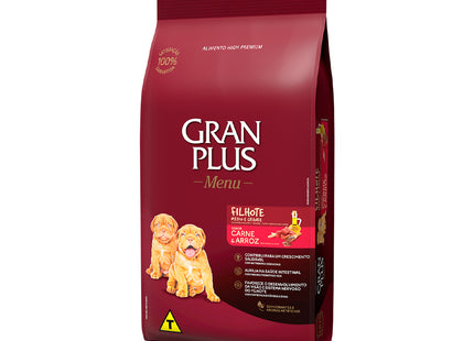 Imagem do produto Ração Seca Granplus Menu Carne e Arroz para Cachorros Filhotes de Porte Médio e Grande, tipo Ração Seca, marca Granplus.