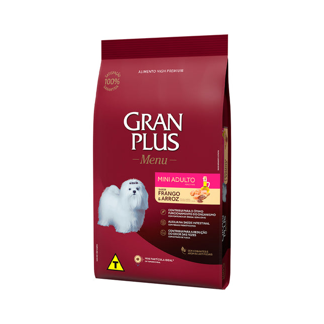 Imagem do produto Ração Seca Granplus Menu Frango e Arroz para Cachorros Adultos de Porte Pequeno, tipo Ração Seca, marca Granplus.