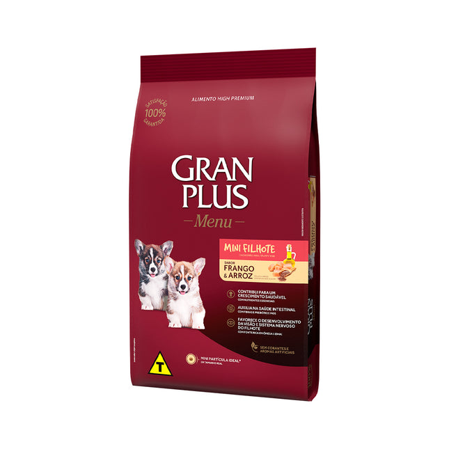 Imagem do produto Ração Seca Granplus Menu Frango e Arroz para Cachorros Filhotes de Porte Pequeno, tipo Ração Seca, marca Granplus.