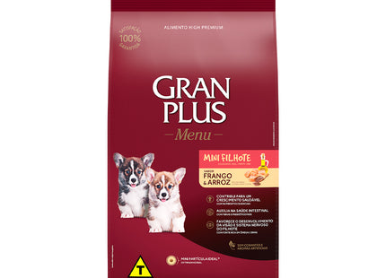 Imagem do produto Ração Seca Granplus Menu Frango e Arroz para Cachorros Filhotes de Porte Pequeno, tipo Ração Seca, marca Granplus.