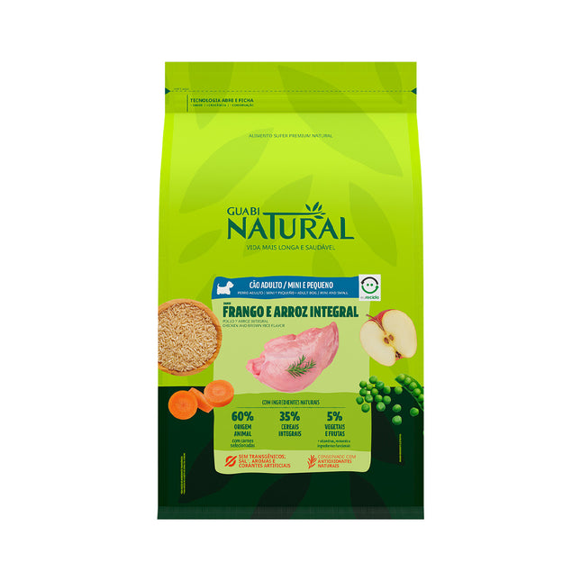 Imagem do produto Ração Seca Guabi Natural Frango e Arroz para Cachorros Adultos de Porte Pequeno, tipo Ração Seca, marca Guabi Natural.