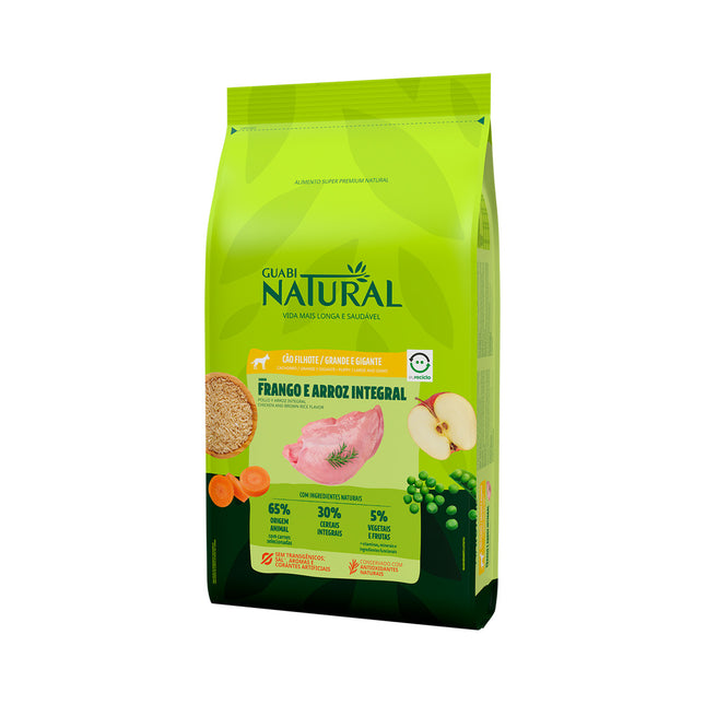 Imagem do produto Ração Seca Guabi Natural Frango e Arroz para Cachorros Filhotes de Porte Grande, tipo Ração Seca, marca Guabi Natural.