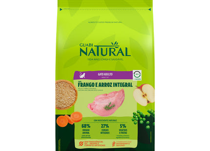 Imagem do produto Ração Seca Guabi Natural Frango e Arroz para Gatos Adultos, tipo Ração Seca, marca Guabi Natural.
