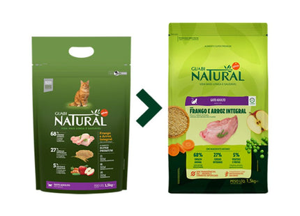 Imagem do produto Ração Seca Guabi Natural Frango e Arroz para Gatos Adultos, tipo Ração Seca, marca Guabi Natural.