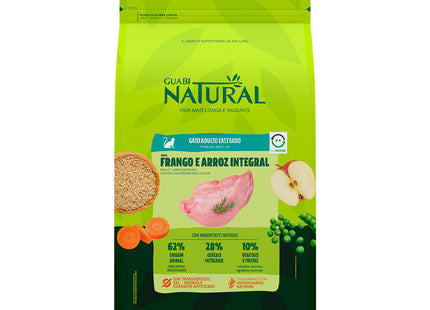 Imagem do produto Ração Seca Guabi Natural Frango e Arroz para Gatos Castrados, tipo Ração Seca, marca Guabi Natural.