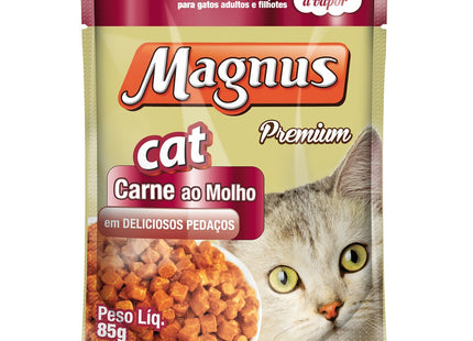 Imagem do produto Ração Úmida Magnus Carne ao Molho para Gatos Adultos, tipo Ração Úmida, marca Magnus.