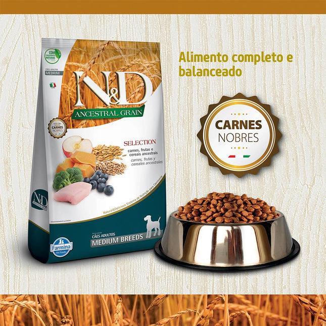 Imagem do produto Ração Seca N&D Ancestral Medium para Cachorros Adultos de Porte Médio, tipo Ração Seca, marca N&D Ancestral.