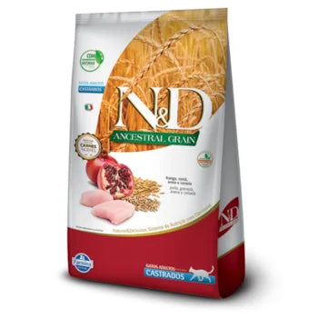 Imagem do produto Ração Seca N&D Ancestral Frango para Gatos Adultos Castrados, tipo Ração Seca, marca N&D.
