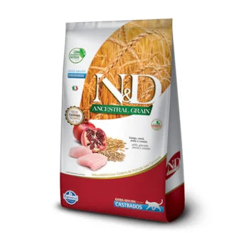 Imagem do produto Ração Seca N&D Ancestral Frango para Gatos Castrados, tipo Ração Seca, marca N&D.