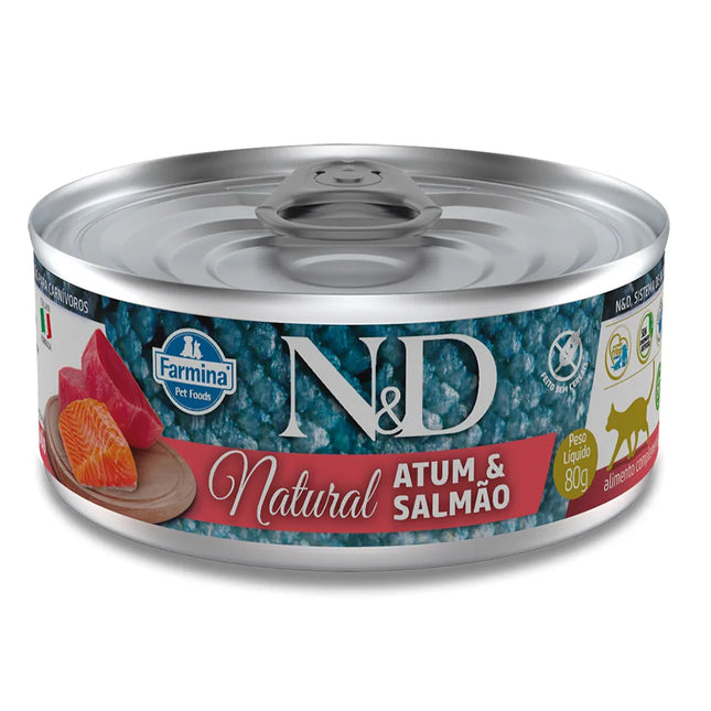Imagem do produto Ração Úmida N&D Feline Natural Atum e Salmão para Gatos, tipo Ração Úmida, marca N&D.