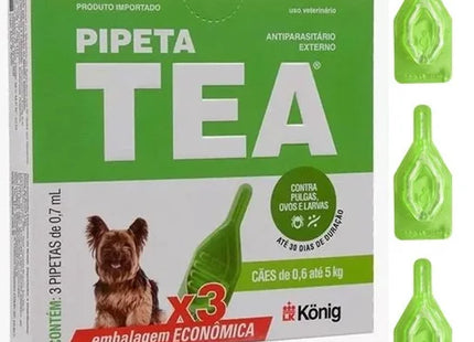 Pipeta TEA Antipulgas para Cães 0,6–5 kg (0,7 ml) Kit com 3 unidades