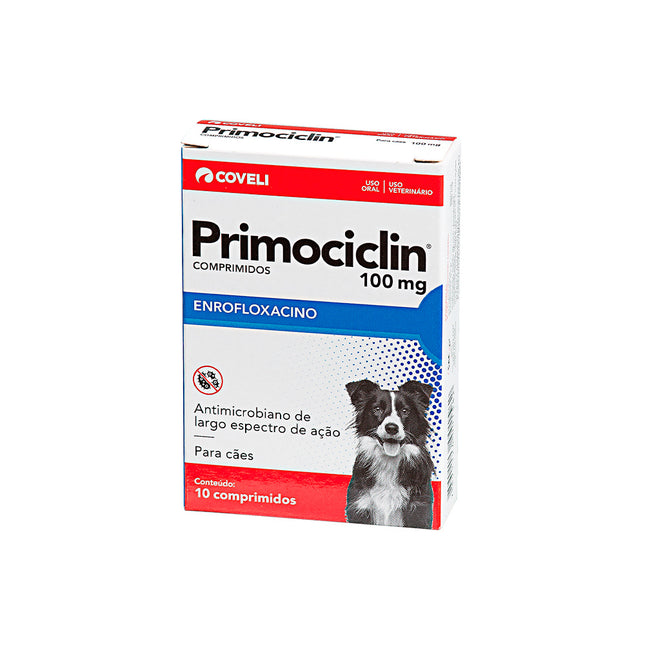 Imagem do produto Antibiótico Coveli Primociclin 100mg para Cães e Gatos, tipo Antibiótico, marca Primociclin.