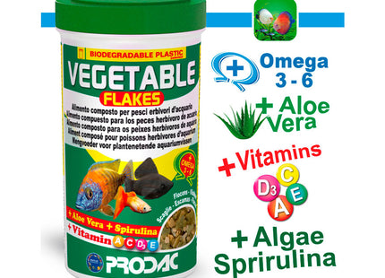 Imagem do produto Ração Seca Prodac Vegetable Flakes para Peixes, tipo Ração Seca, marca Prodac.