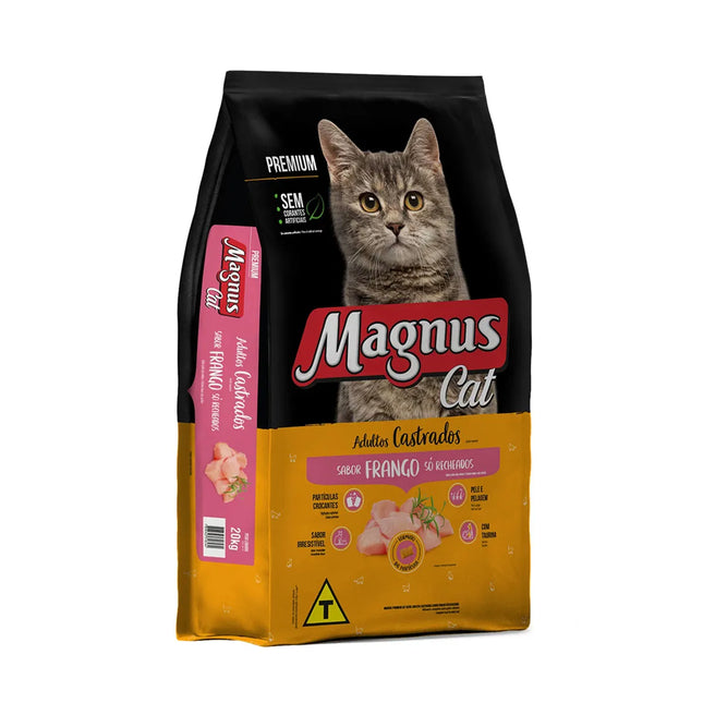 Magnus Cat Premium Gato Adulto Castrado Frango Só Recheados 20 kg