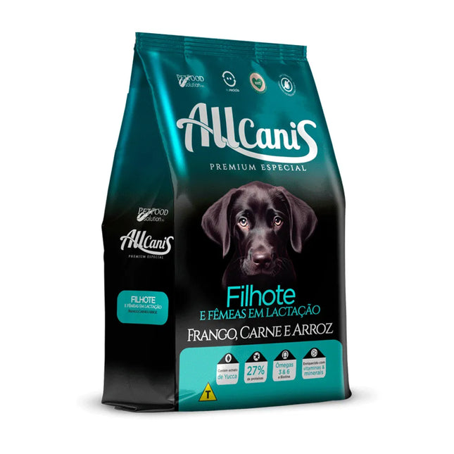 Ração Allcanis Filhote e Lactação Premium – Frango, Carne e Arroz – 10,1 kg