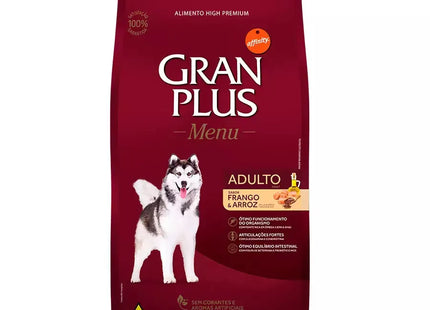 Ração GranPlus Menu Adultos 15 kg – Carne e Arroz / Frango e Arroz