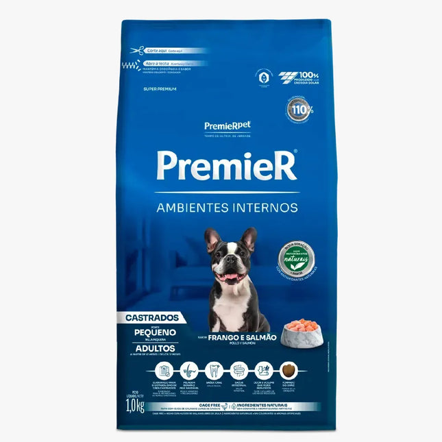 Ração Seca Premier Ambientes Internos para Cachorros Adultos Castrados