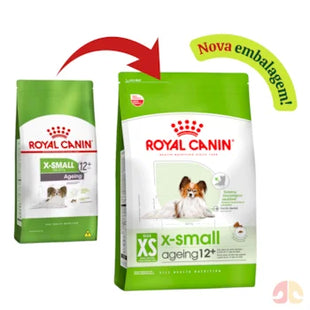 Imagem do produto Ração Seca Royal Canin X-Small Ageing 12+ para Cachorros Sênior de Porte Pequeno, tipo Ração Seca, marca Royal Canin, com indicação de nova embalagem.