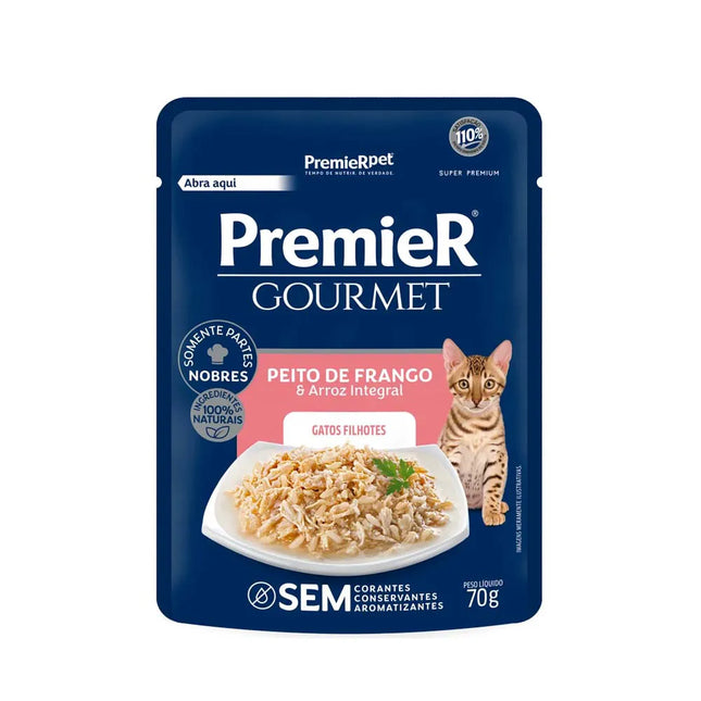 Premier Gourmet Gatos Filhotes Peito de Frango & Arroz Integral