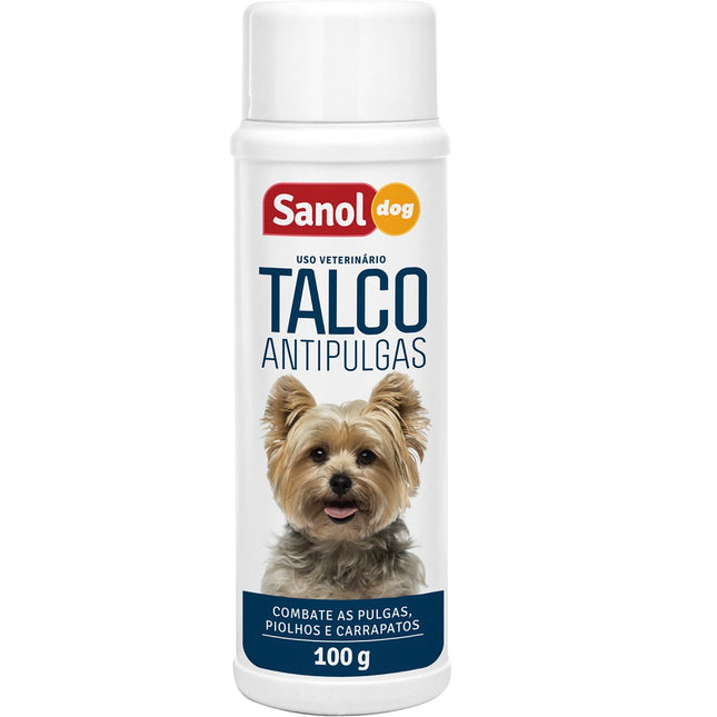Antiparasitário Externo Sanol Talco Antipulgas 100g para Cães