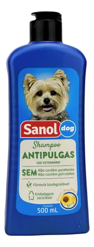 Shampoo Dermatológico Sanol Dog Antipulgas 500ml para Cachorro