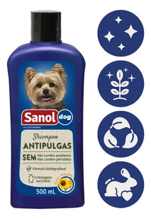 Imagem do produto Shampoo Dermatológico Sanol Dog Antipulgas 500ml para Cachorro, tipo Shampoo Dermatológico, marca Sanol Dog.