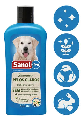 Shampoo Sanol Dog Pelos Claros para Cachorros