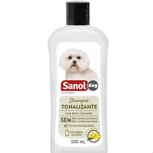 Shampoo Sanol Tonalizador Pelos Claros para Cachorros