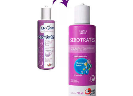 Shampoo Dermatológico Super Mix Sebotrat S 200ml para Cachorros e Gatos
