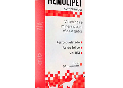 Hemolipet 30 comprimidos – Suplemento Vitamínico‑Mineral para Cães e Gatos