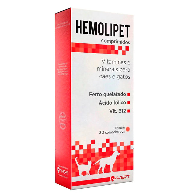 Hemolipet 30 comprimidos – Suplemento Vitamínico‑Mineral para Cães e Gatos
