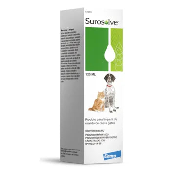 Produto Otológico Elanco Surosolve 125 ml para Cães e Gatos