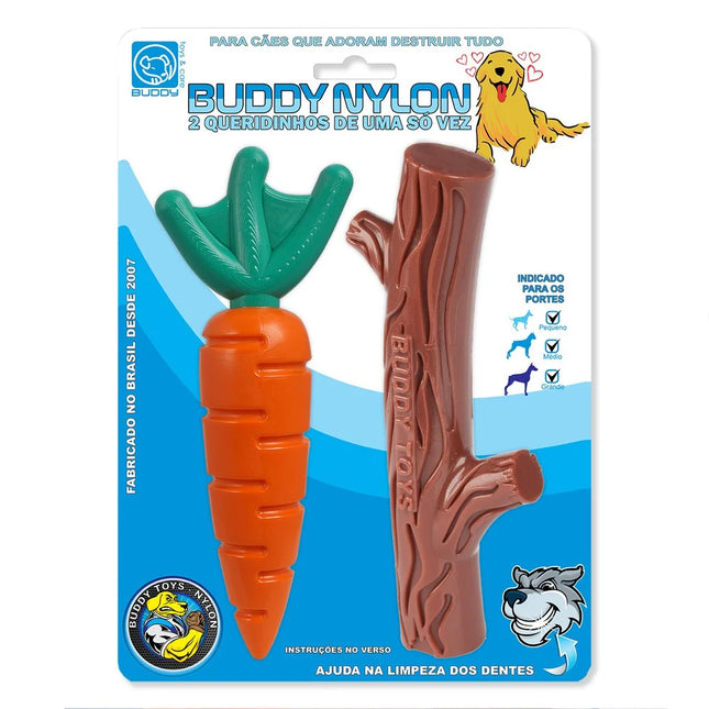 Kit Mordedor Buddy Nylon “Queridinhos 1” (Cenoura + Graveto)