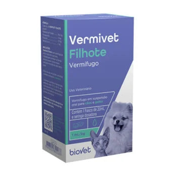 Vermífugo Biovet Vermivet Filhotes Suspensão 20ml para Cachorros