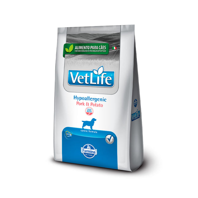 Imagem do produto Ração Seca Medicamentosa Vet Life Hypo Pork e Potato para Cachorros, tipo Ração Seca Medicamentosa, marca Vet Life.