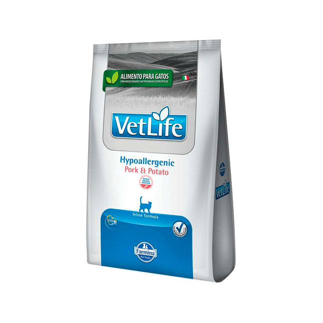 Imagem do produto Ração Seca Medicamentosa Vet Life Hypo Pork e Potato para Gatos, tipo Ração Seca Medicamentosa, marca Vet Life.