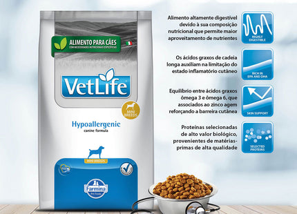Imagem do produto Ração Seca Medicamentosa Vet Life Hypoallergenic para Cachorros de Porte Pequeno, tipo Ração Seca Medicamentosa, marca Vet Life.