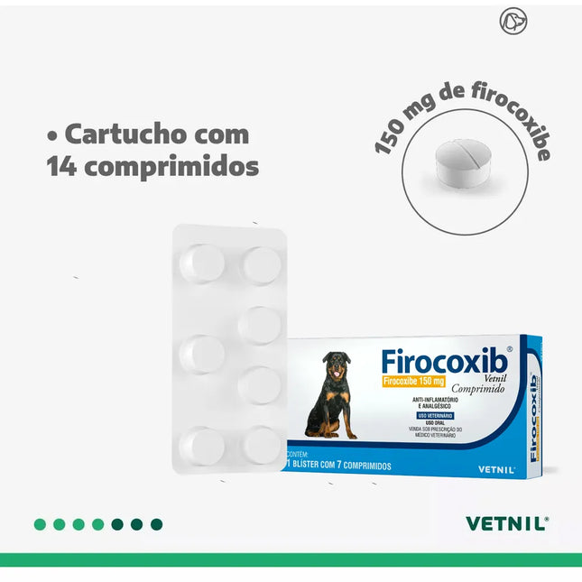 Imagem do produto Anti-inflamatório Vetnil Firocoxib 150mg para Cães, tipo Anti-inflamatório, marca Vetnil.
