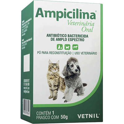 Antibiótico Vetnil Ampicilina Oral 50g para Cães e Gatos