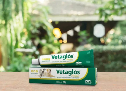 Imagem do produto Pomada Vetnil Vetaglos 20g para Cães e Gatos, tipo Cicatrizante, marca Vetnil.