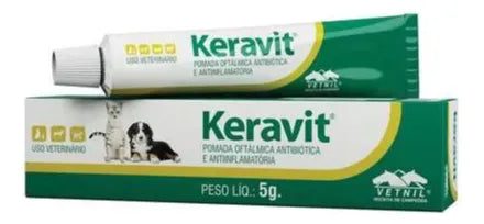 Produto Oftálmico Vetnil Keravit Pomada para Cachorros e Gatos