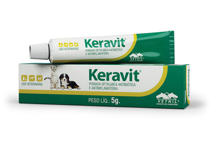 Imagem do produto Produto Oftálmico Vetnil Keravit Pomada para Cachorros e Gatos, tipo Produto Oftálmico, marca Vetnil.