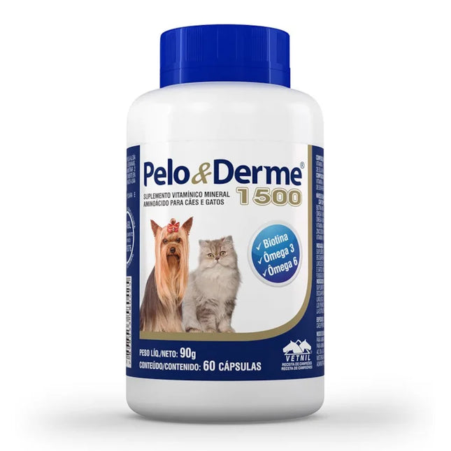 Suplemento Vetnil Pelo & Derme 1500mg para Cães e Gatos