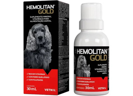 Suplemento Vitamínico Vetnil Hemolitan Gold 30 ml para Cães e Gatos